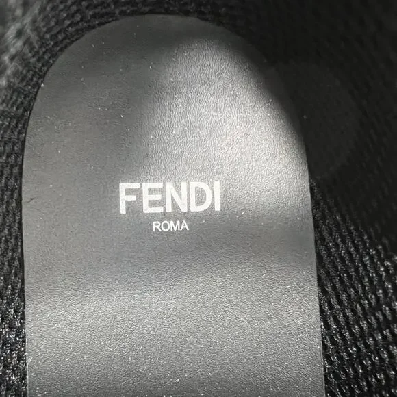 Fendi Trainers Navy Blue Quilted Nylon FFreedom‎ Logo White Sole Sneakers- 37.5